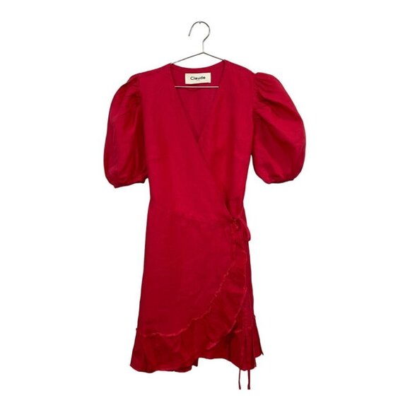 Claude Tulum Emilia Tie Wrap Dress Short Linen One Size - Picture 2 of 12